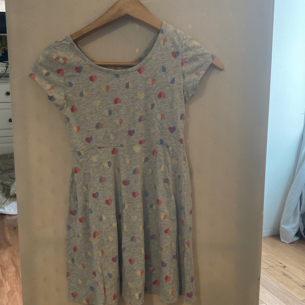 George Grey Heart-Print Skater Dress with Multicolor Hearts